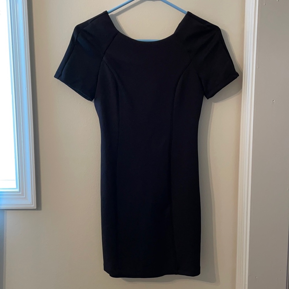 Black shirt sleeved dress